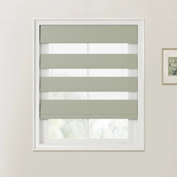 Darcy Cotton Zebra Roman Blind Cord Lift Sterling - ChadMade