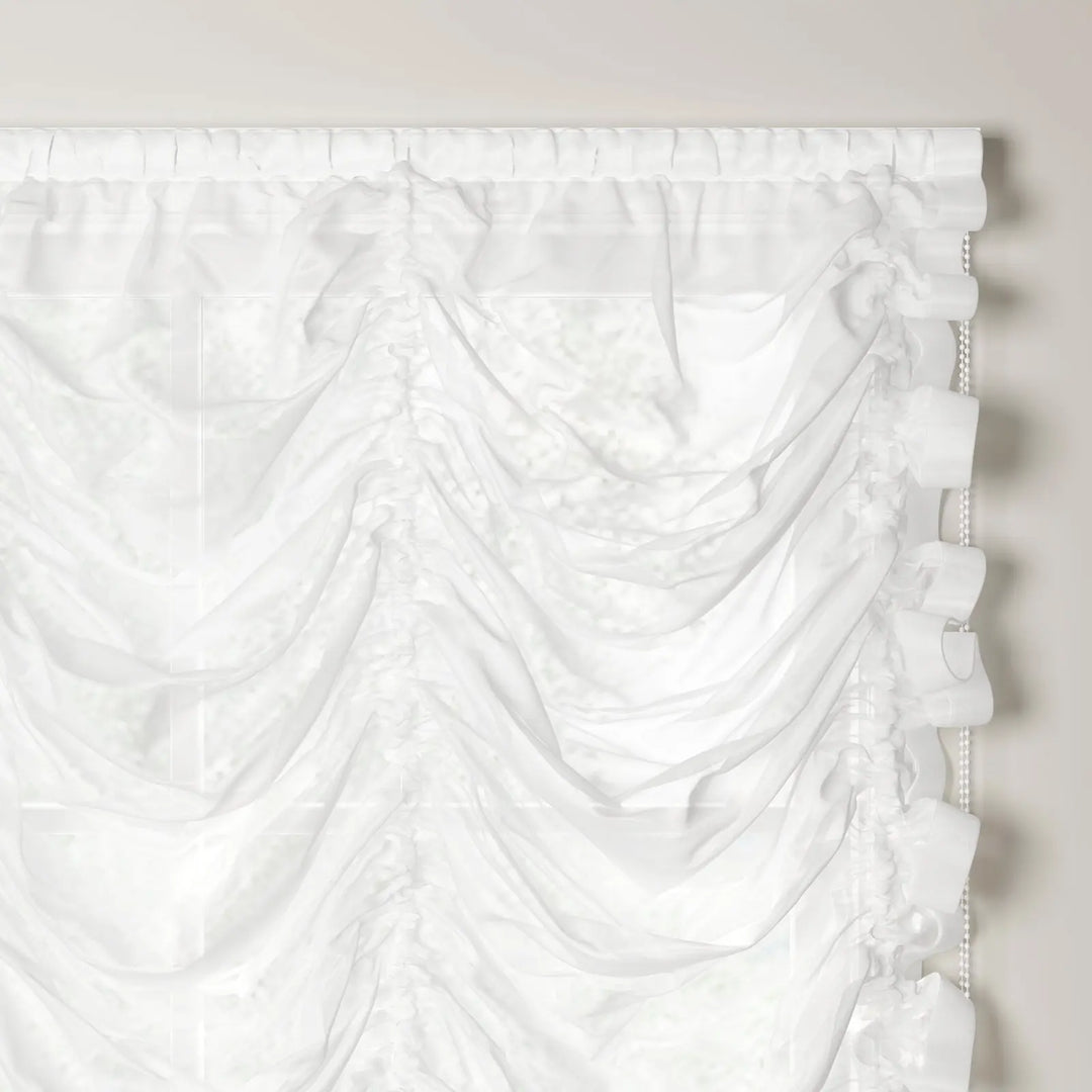Austrian Sheer Roman Shade Pleated Cord Lift White - ChadMade
