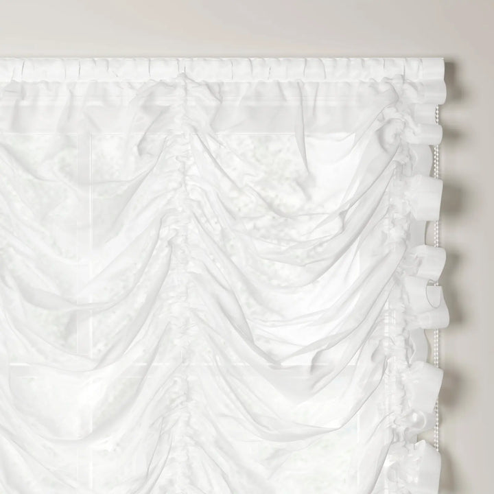 Austrian Sheer Roman Shade Pleated Cord Lift White - ChadMade