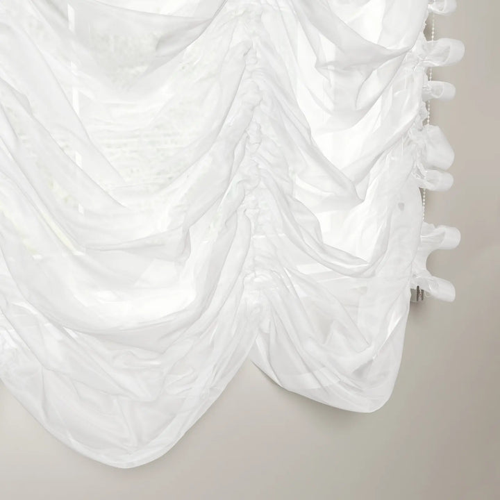 White Austrian Sheer Roman Shade Pleated Cord Lift - ChadMade