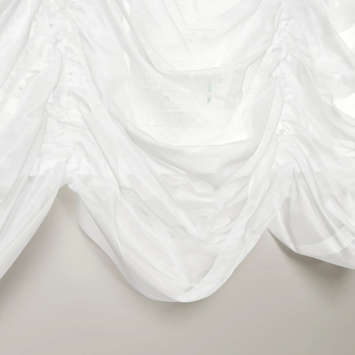 Austrian Sheer White Roman Shade Pleated Cord Lift - ChadMade