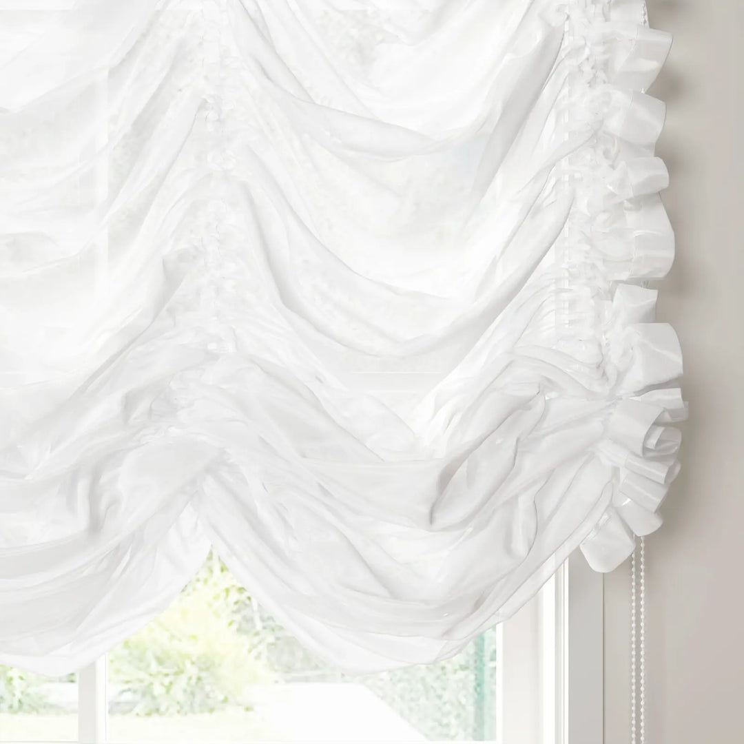 Austrian Sheer Roman Shade Pleated Cord Lift White - ChadMade