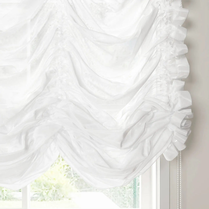 Austrian Sheer Roman Shade Pleated Cord Lift White - ChadMade