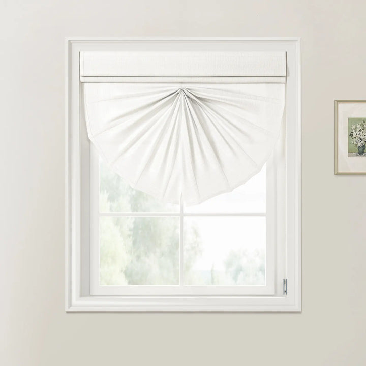 Percy Fan Shaped Roman Shades Cord Lift Off White - ChadMade