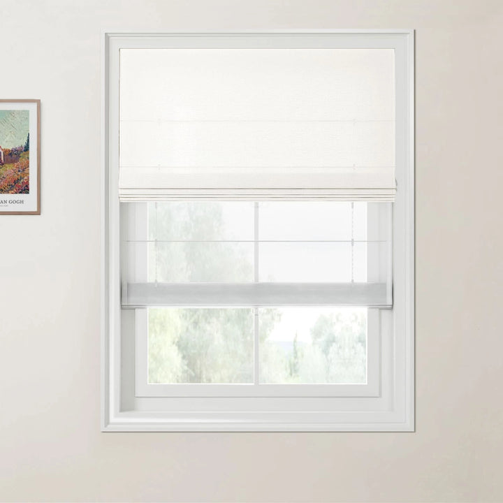 Percy Linen Cotton Cordless Day Night Roman Shade - White - ChadMade