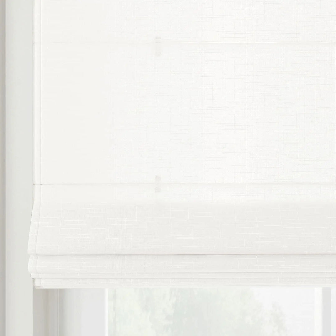 Percy Linen Cotton Cordless Day Night Roman Shade - White - ChadMade