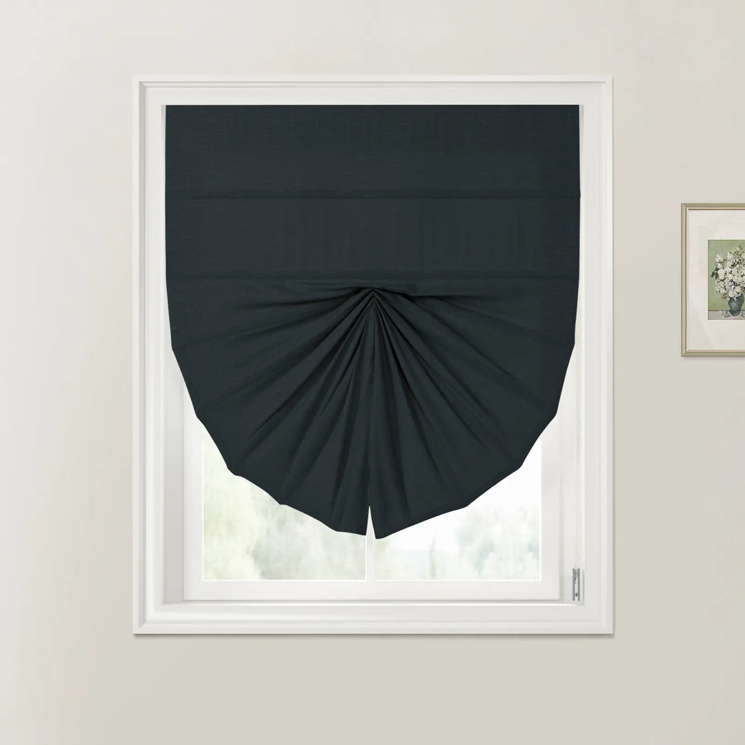 Percy Fan Shaped Roman Shades Cord Lift Navy - ChadMade