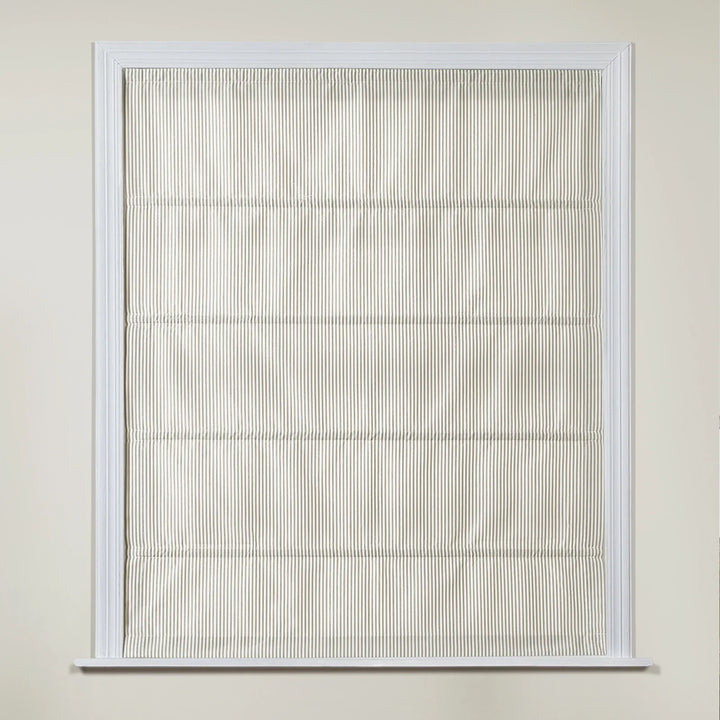 Tess Polyester Roman Shade Cordless Khaki pinstripe - ChadMade