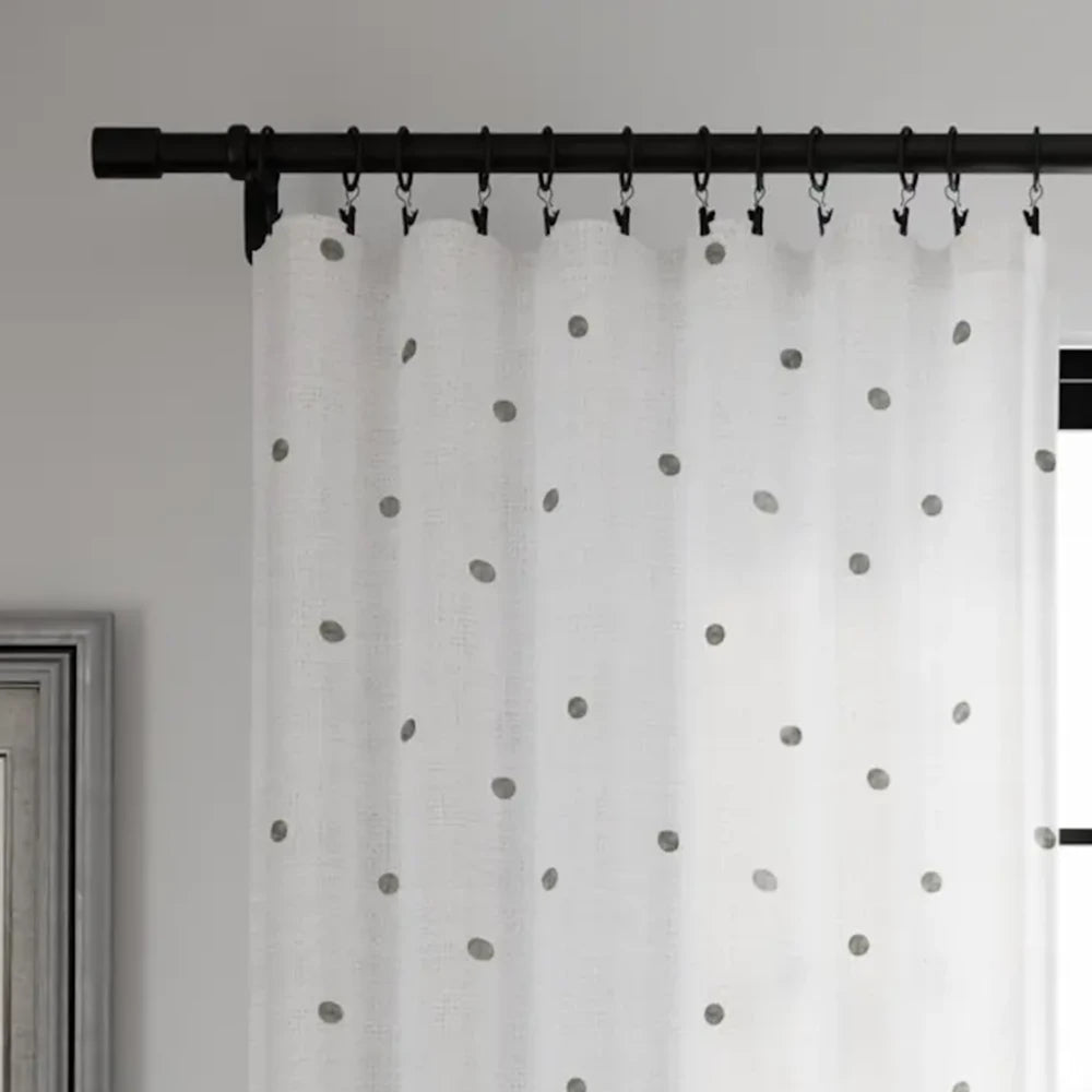 Lina Linen Sheer Dots Curtain 4-In-1