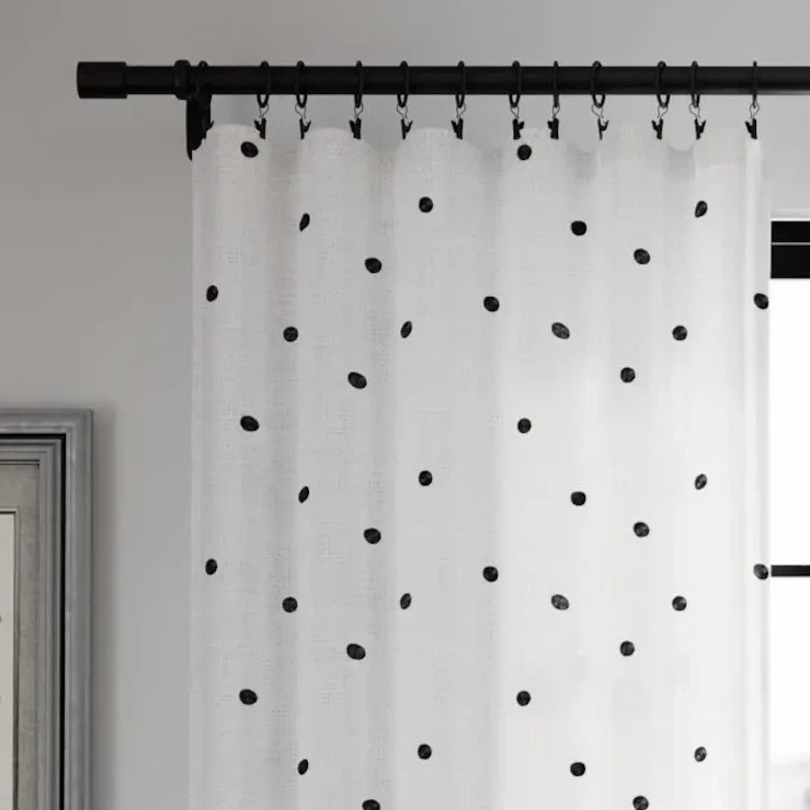 Lina Linen Sheer Dots Curtain 4-In-1