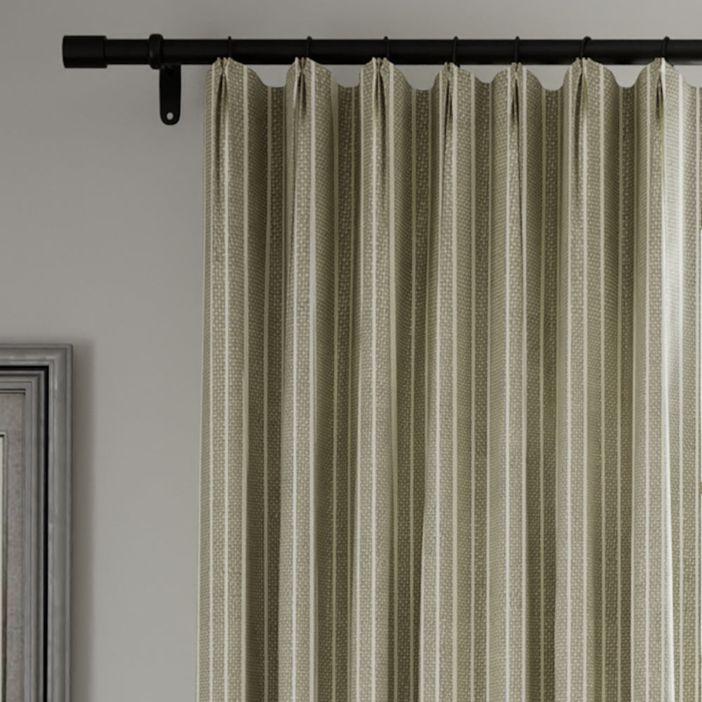 Windsor Linen Cotton Striped Curtain Parisian Pleat