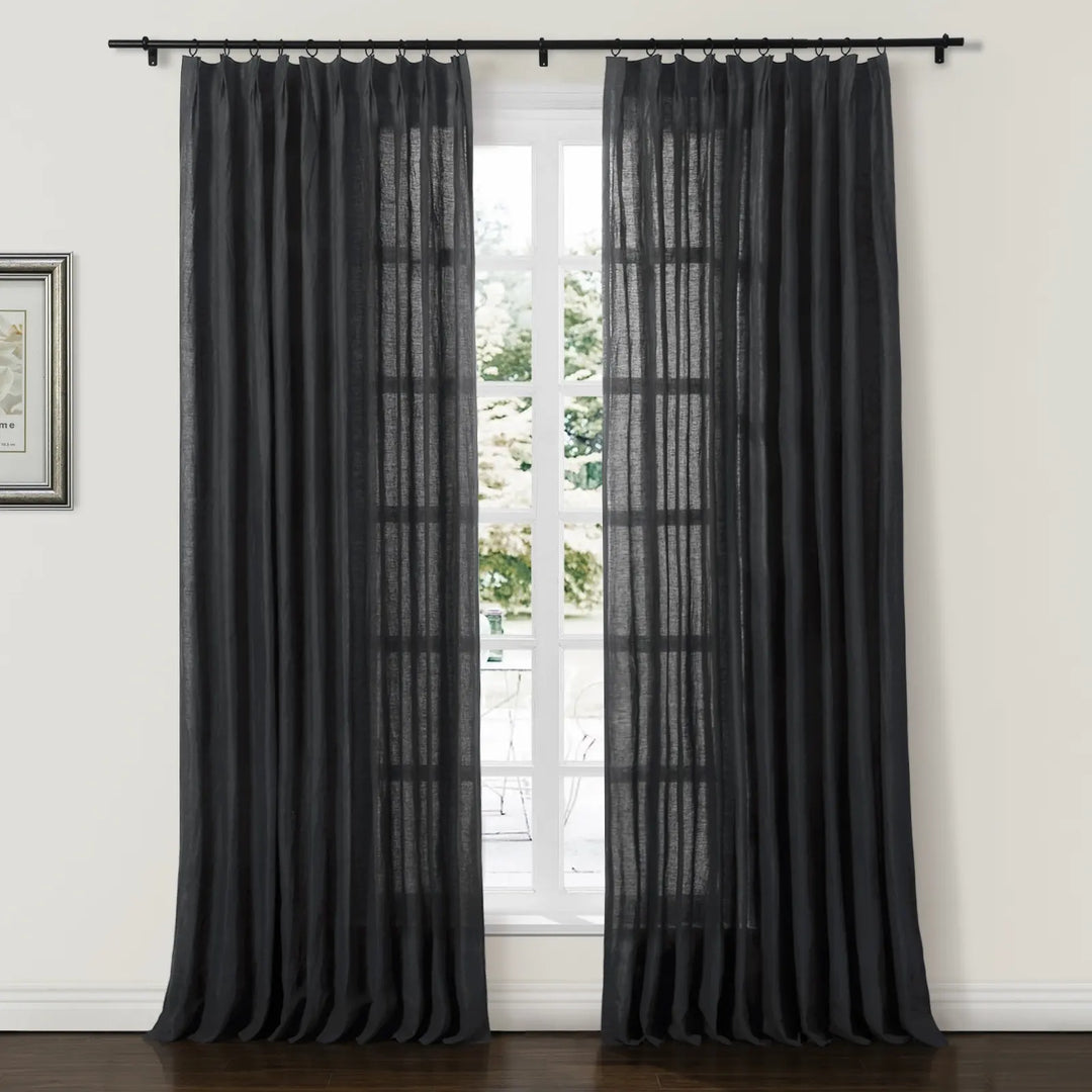 Tonia 100% Linen Curtains Pinch Pleat