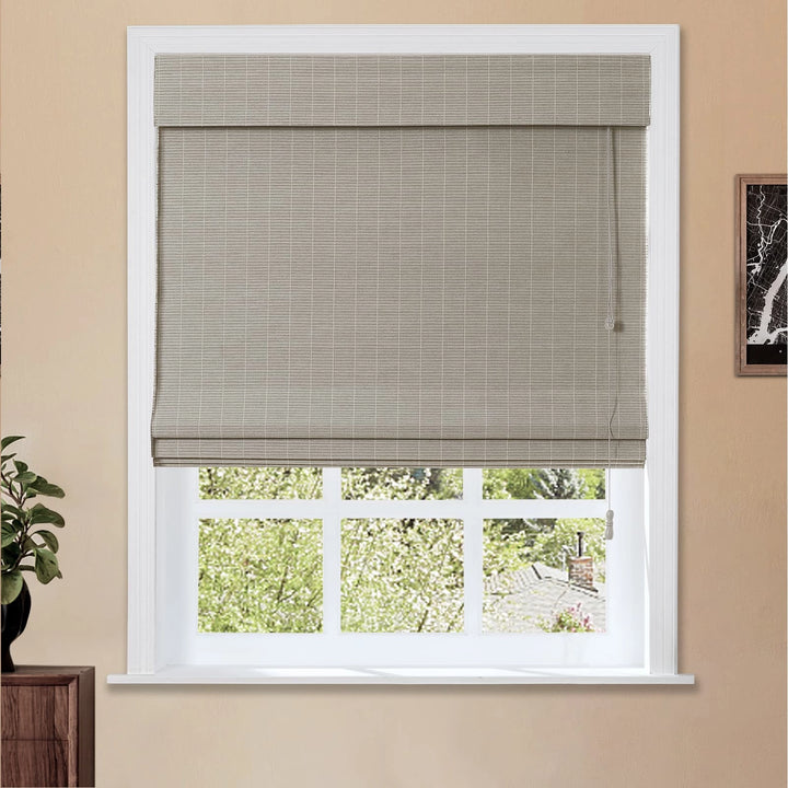 Night Neutral Woven Bamboo Shade-Stone