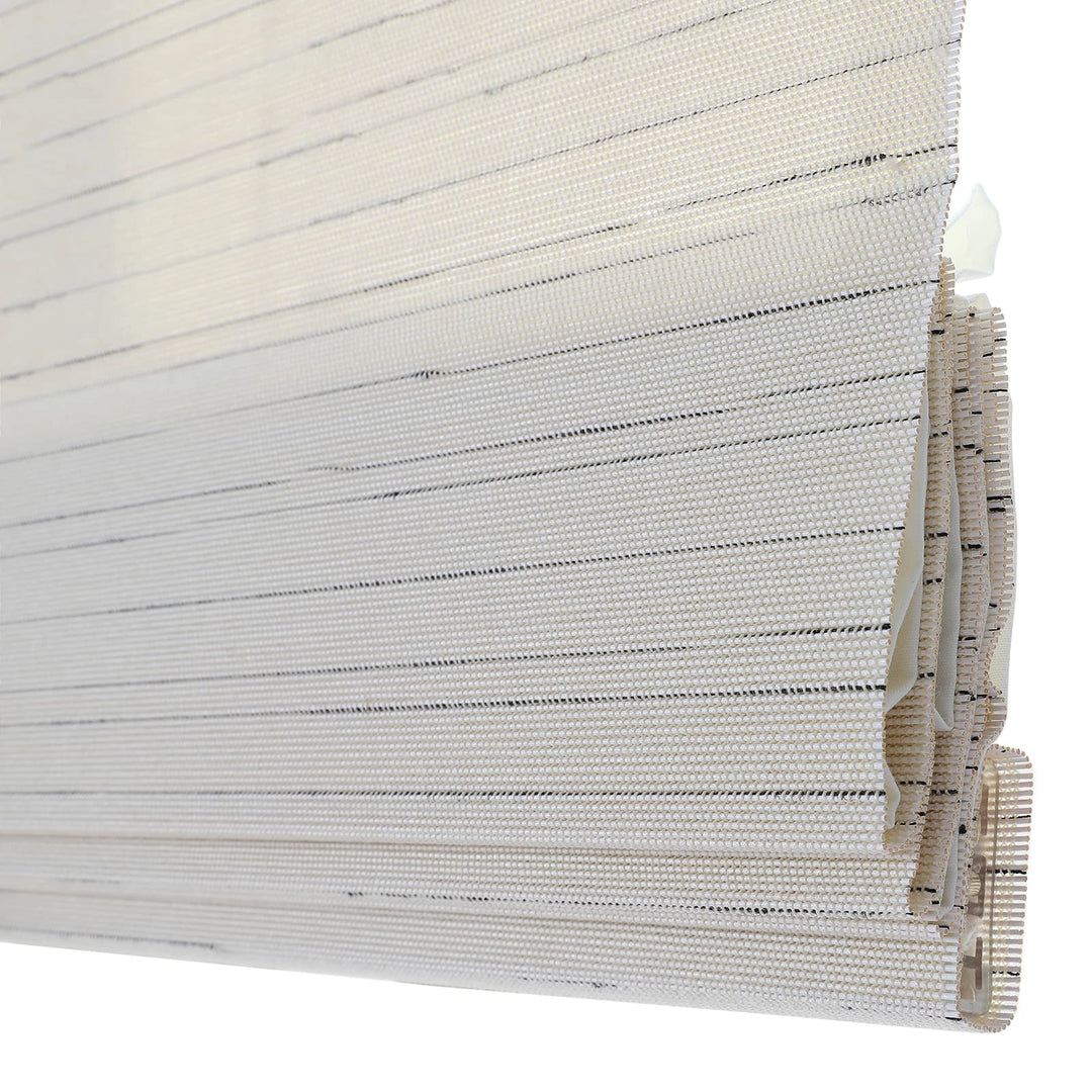 Rain Neutral Flax Woven Wood Shade - Pearl White