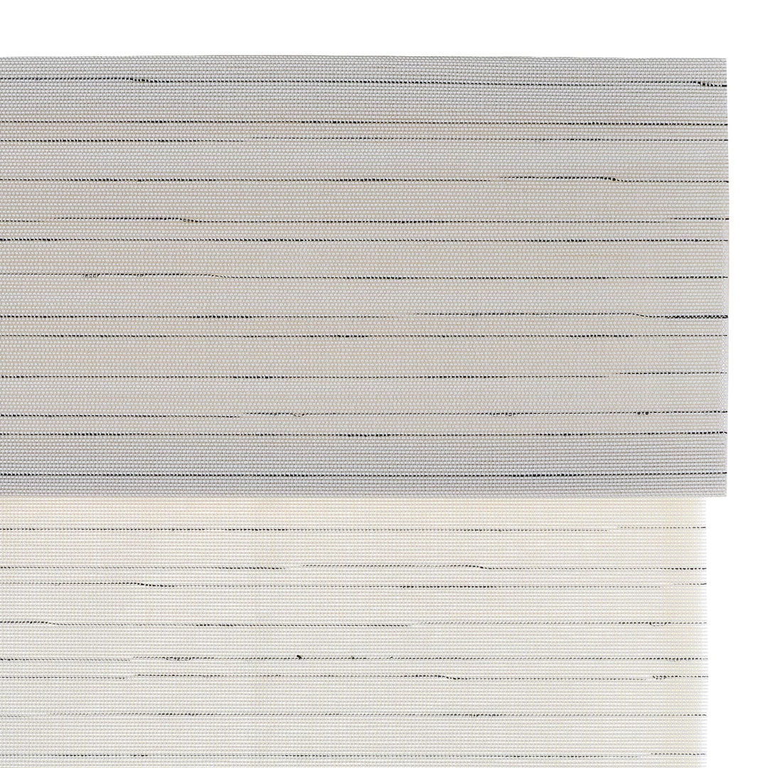 Rain Neutral Flax Woven Wood Shade - Pearl White