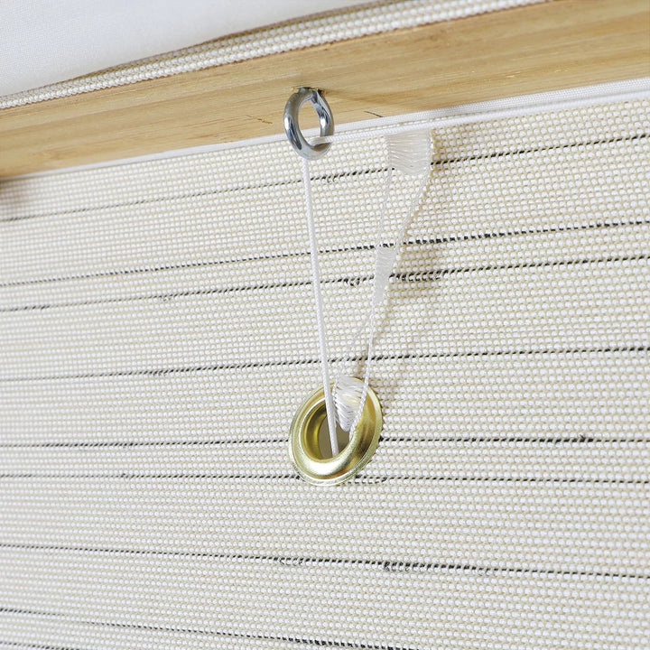 Rain Neutral Flax Woven Wood Shade - Pearl White