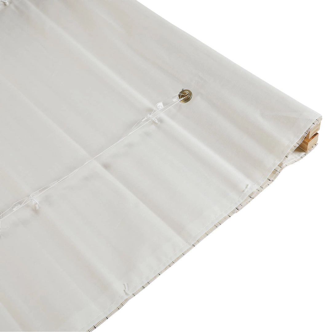 Rain Neutral Flax Woven Wood Shade - Pearl White