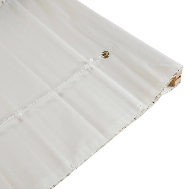 Rain Neutral Flax Woven Wood Shade - Pearl White