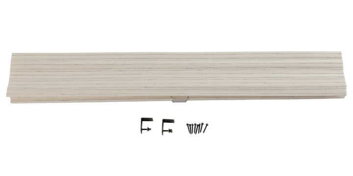 Rain Neutral Flax Woven Wood Shade - Pearl White