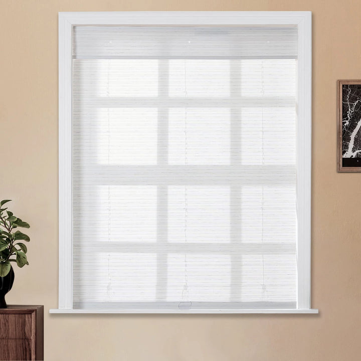 Rain Neutral Flax Woven Bamboo Shade-Rice White