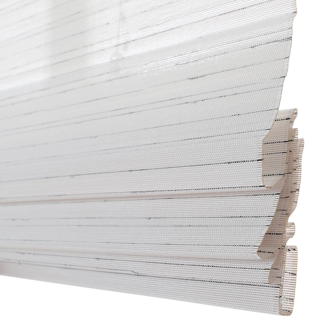 Rain Neutral Flax Woven Bamboo Shade-Rice White