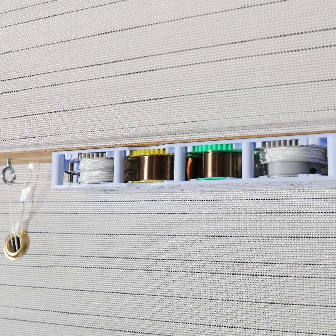 Rain Neutral Flax Woven Bamboo Shade-Rice White