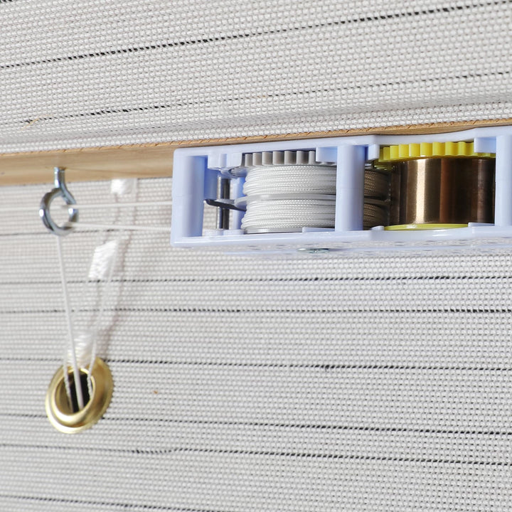 Rain Neutral Flax Woven Bamboo Shade-Rice White