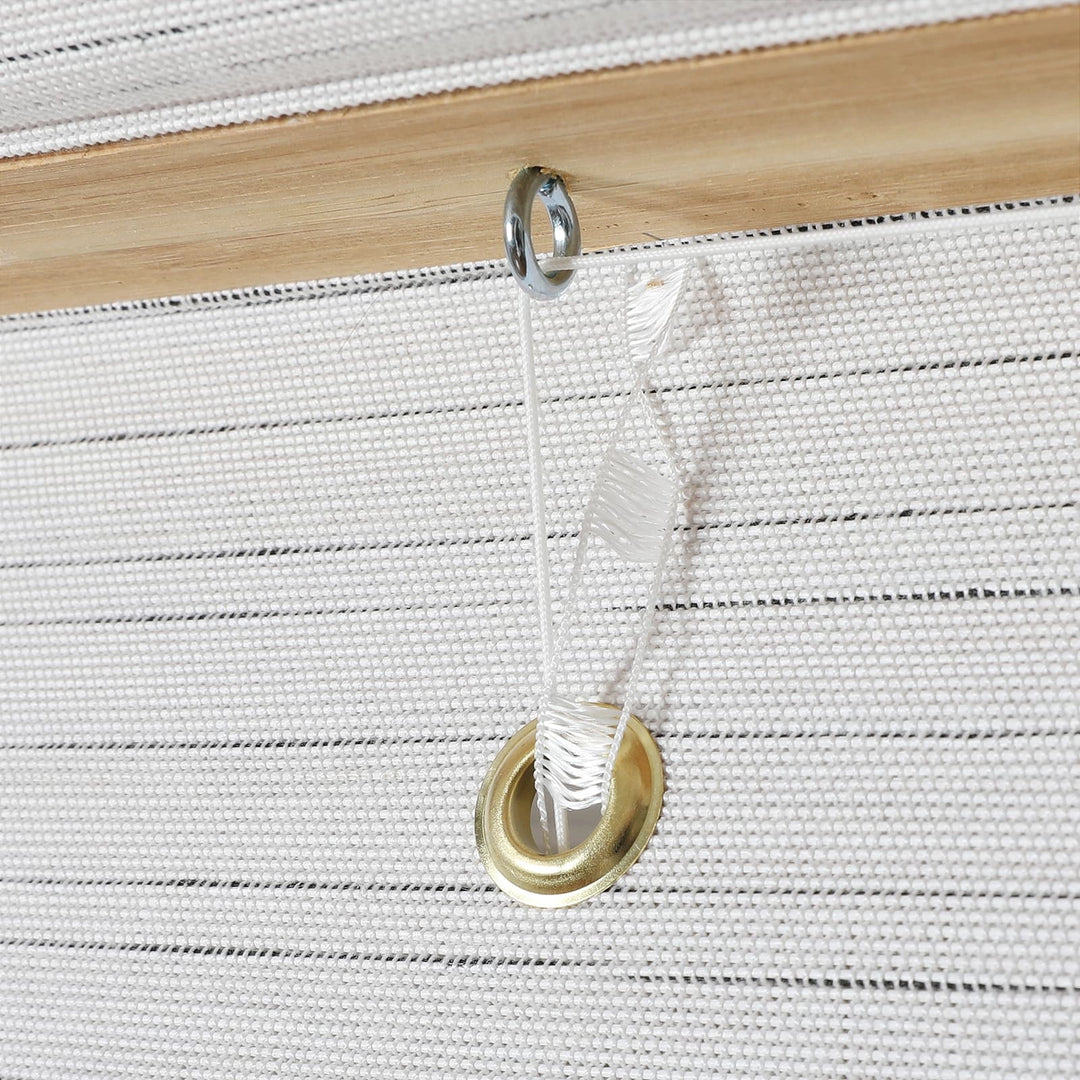 Rain Neutral Flax Woven Bamboo Shade-Rice White