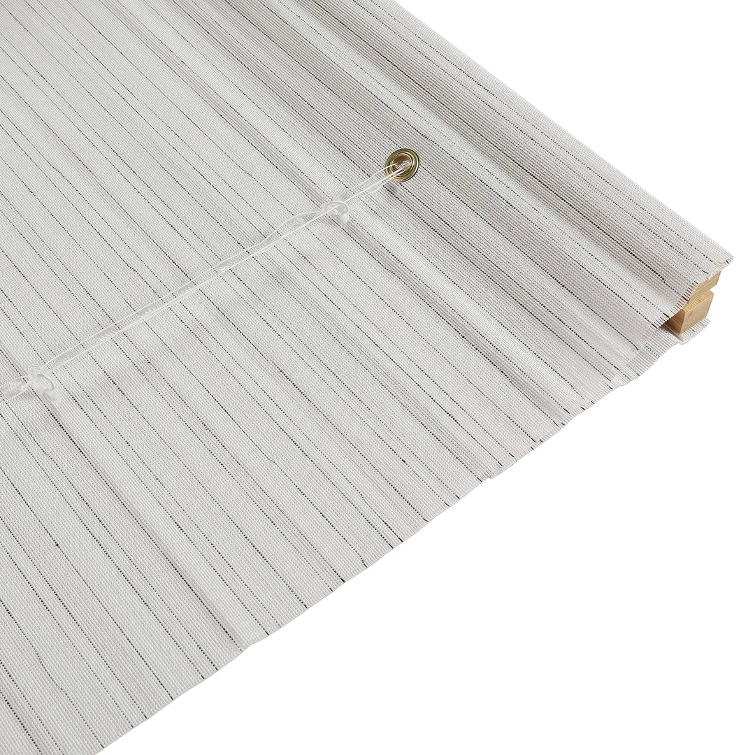 Rain Neutral Flax Woven Bamboo Shade-Rice White