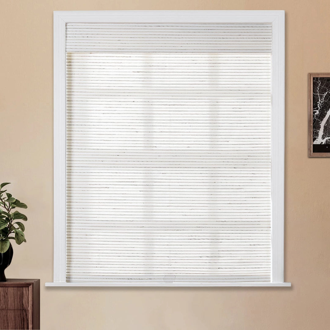 Neutral Paper Ramie Woven Wood Shade - Sand White