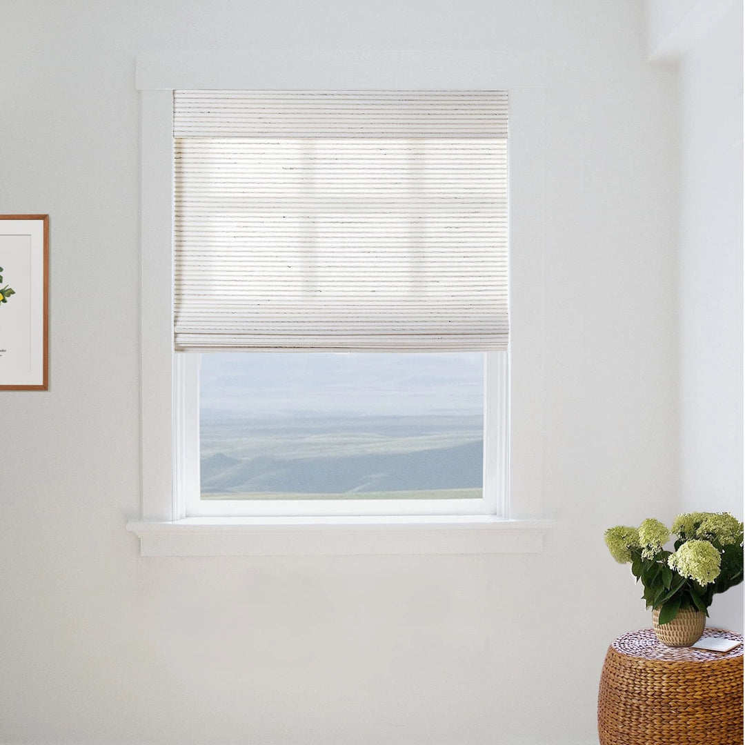 Neutral Paper Ramie Woven Wood Shade - Sand White