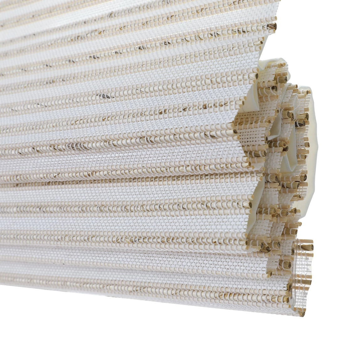 Neutral Paper Ramie Woven Wood Shade - Sand White