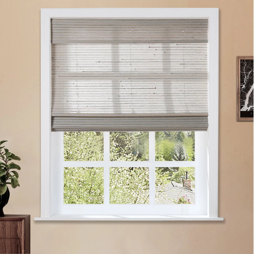 Rain Neutral Paper Woven Bamboo Shade-Light Tan