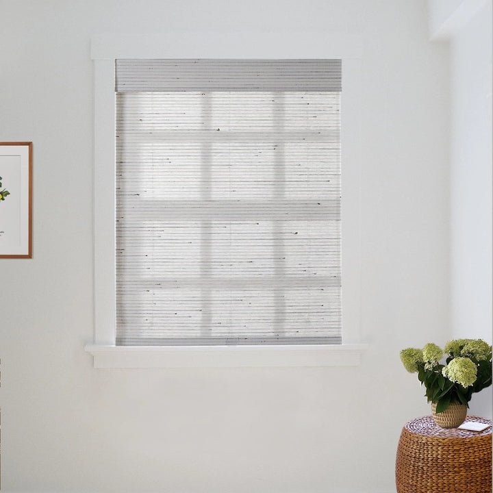 Rain Neutral Paper Bamboo Woven Shade-Birch White