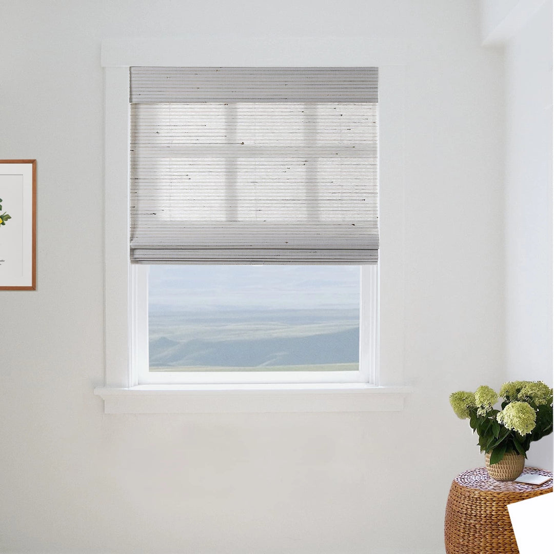 Rain Neutral Ramie Bamboo Woven Shade - Birch White