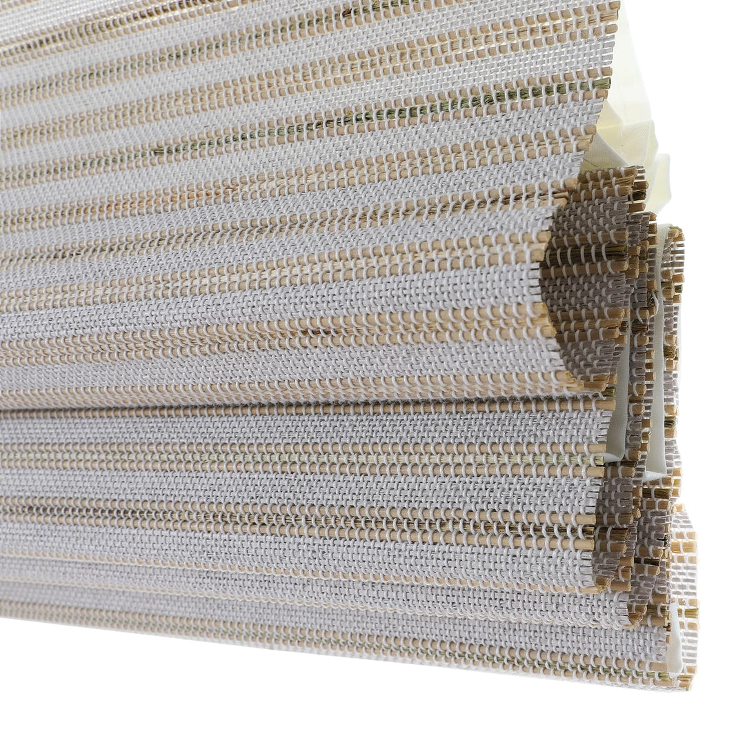 Rain Neutral Paper Bamboo Woven Shade-Birch White