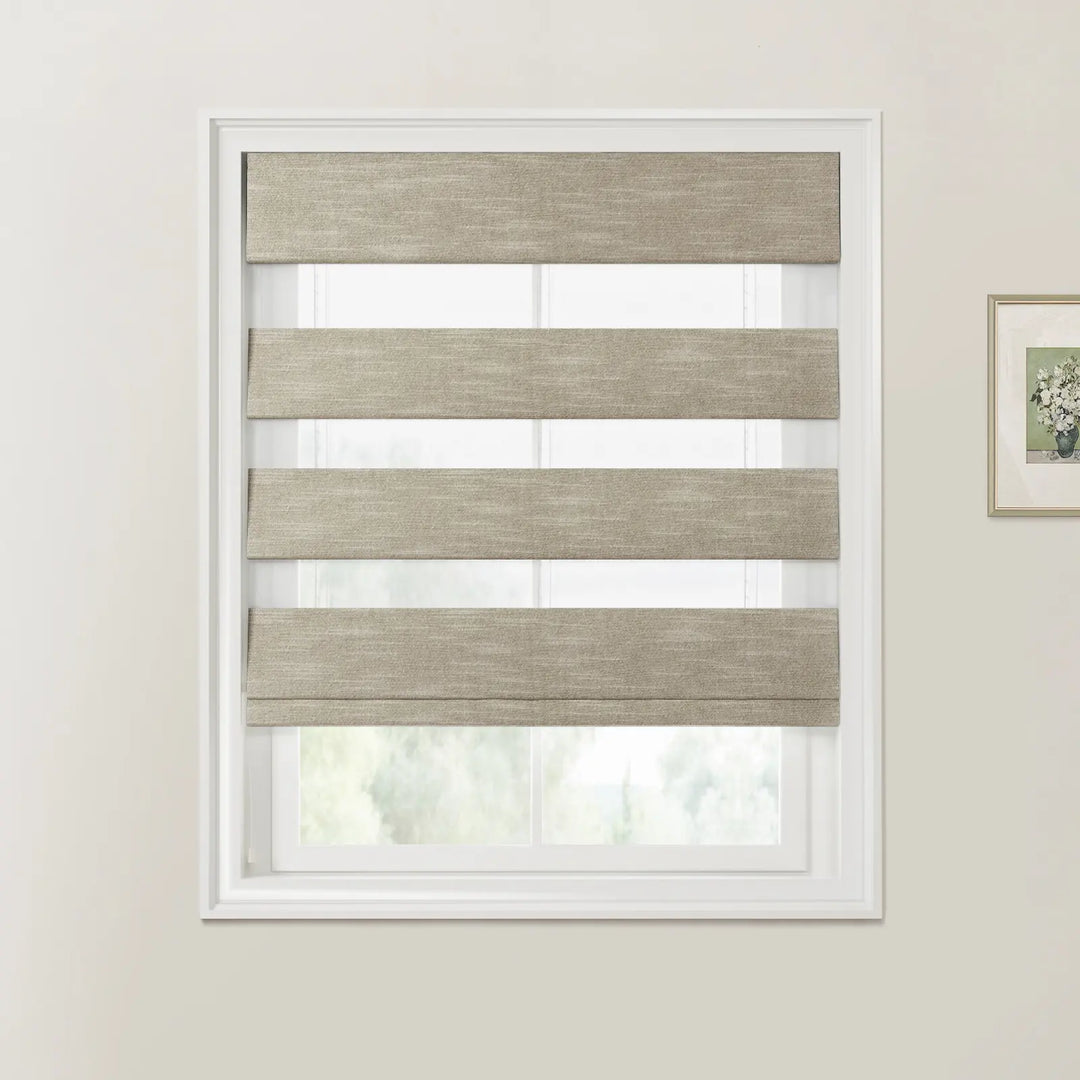 Belva Linen Cotton Zebra Roman Blind Cord Lift Light Gray - ChadMade
