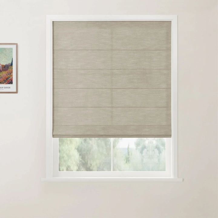 Belva Linen Cotton Flat Cordless Roman Shades Light Gray - ChadMade