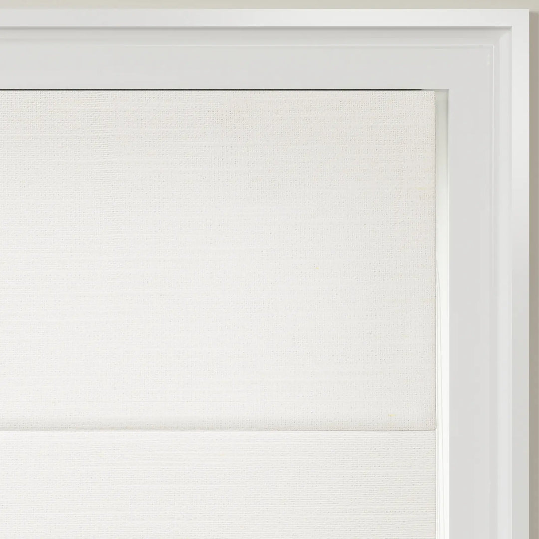 Belva Linen Cotton Zebra Roman Blind Cord Lift Ivory Beige Detail - ChadMade