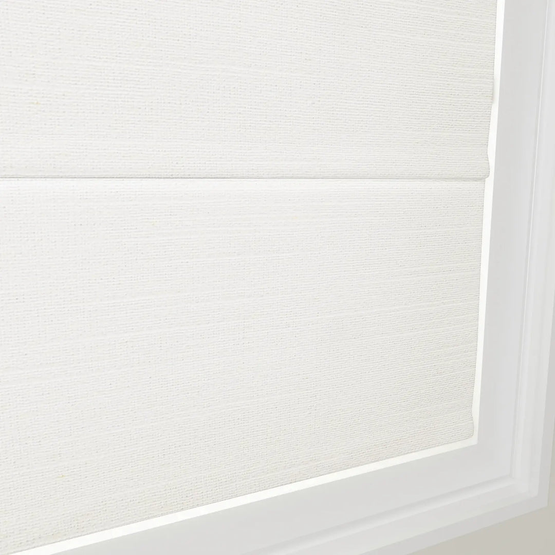 Belva Linen Cotton Zebra Roman Blind Cord Lift Ivory Beige Detail - ChadMade