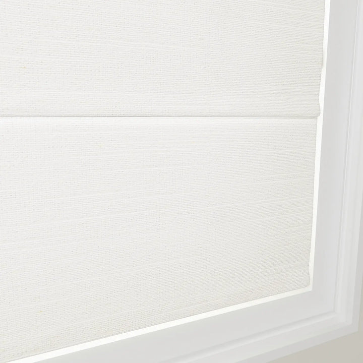 Belva Linen Cotton Zebra Roman Blind Cord Lift Ivory Beige Detail - ChadMade