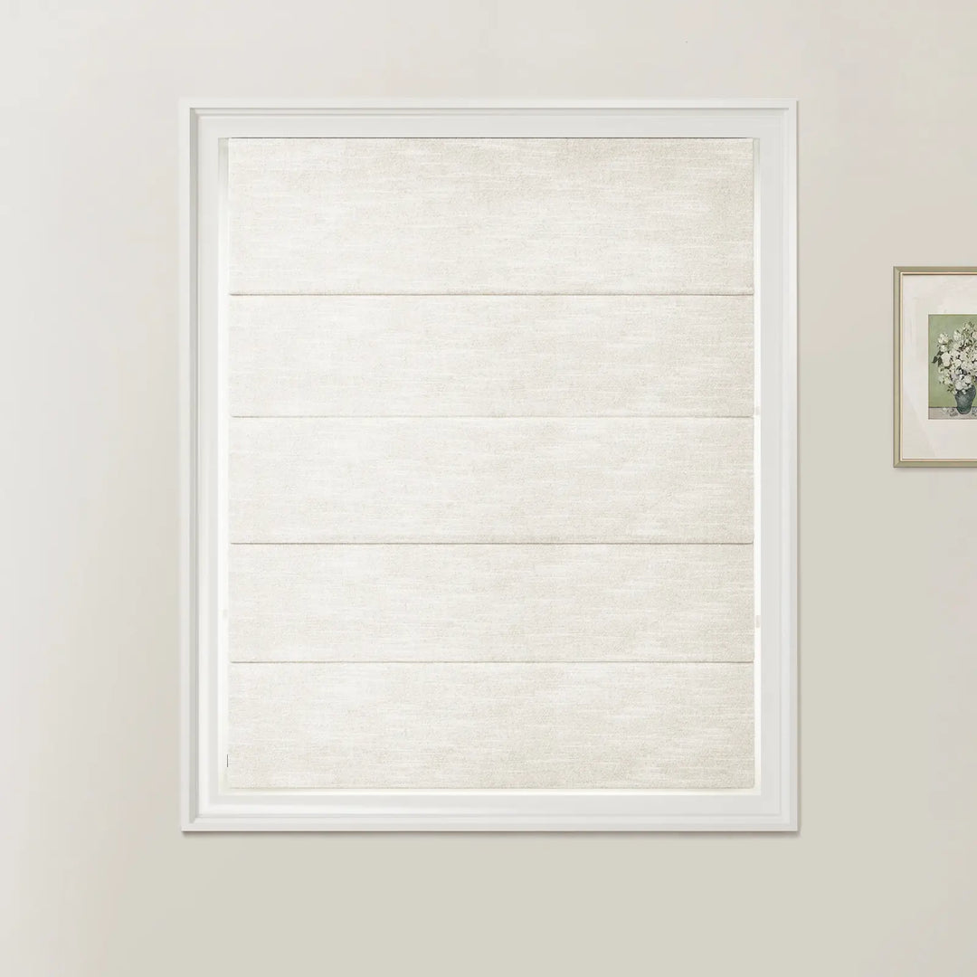 Belva Linen Cotton Zebra Roman Blind Cord Lift Ivory Beige - ChadMade