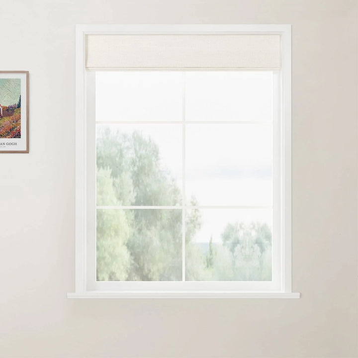 Belva Linen Cotton Flat Cordless Roman Shades Ivory Beige - ChadMade