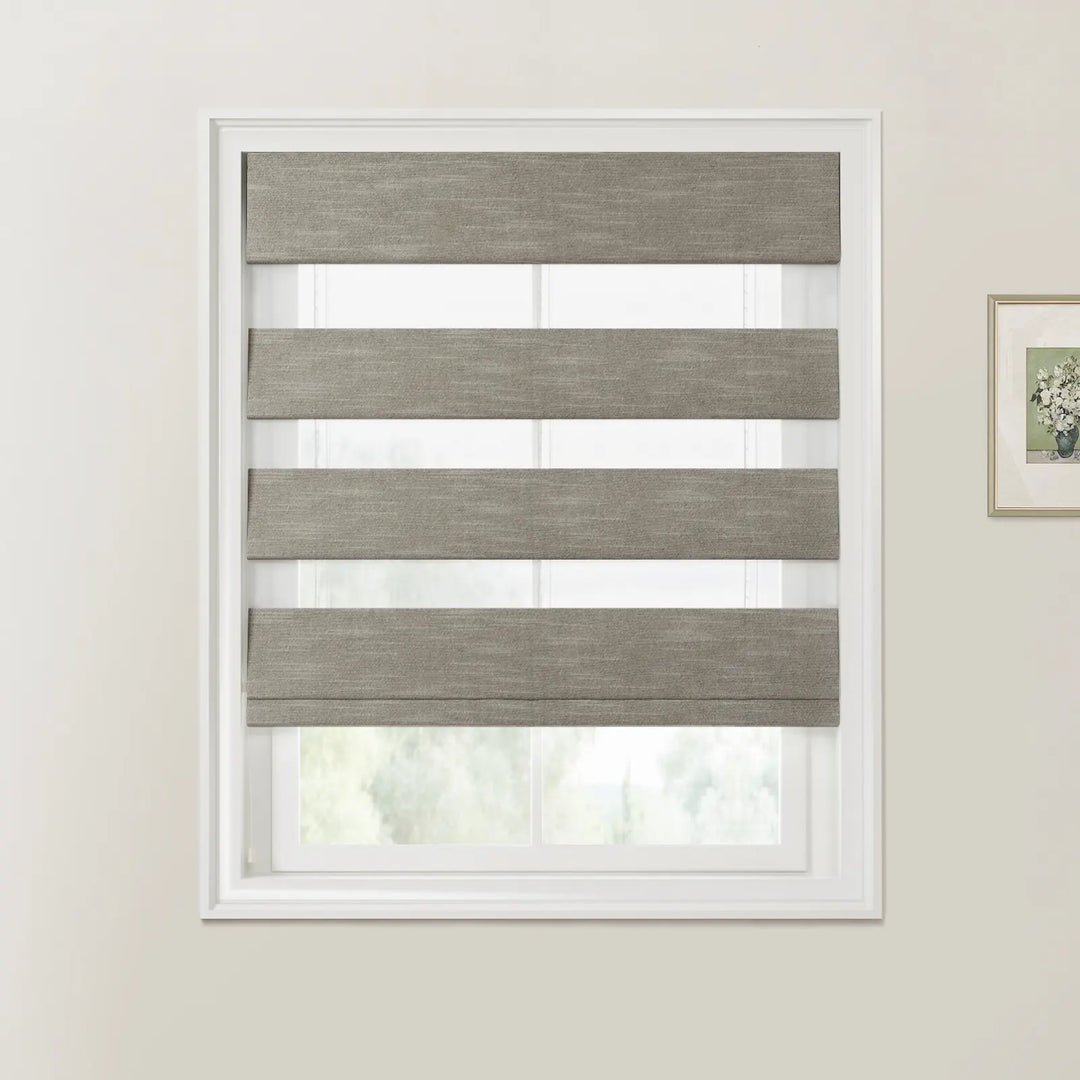 Belva Linen Cotton Zebra Roman Blind Cord Lift Gray - ChadMade