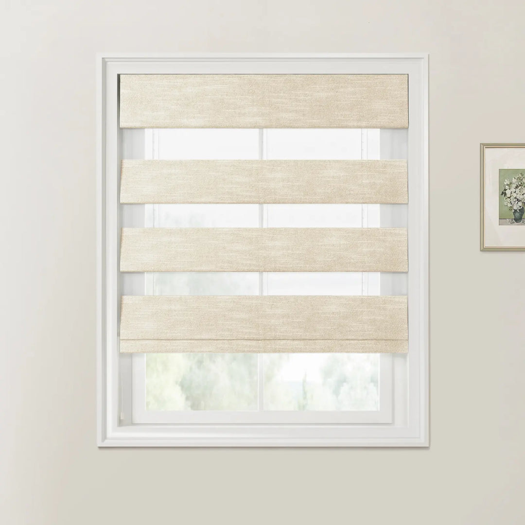 Belva Linen Cotton Zebra Roman Blind Cord Lift Birch - ChadMade