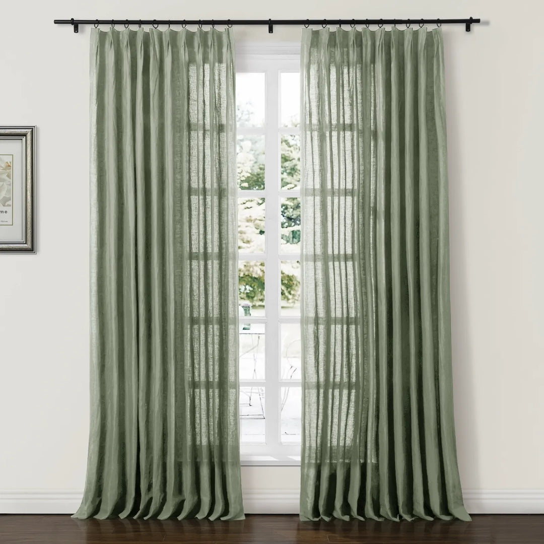 Tonia 100% Linen Curtains Pinch Pleat