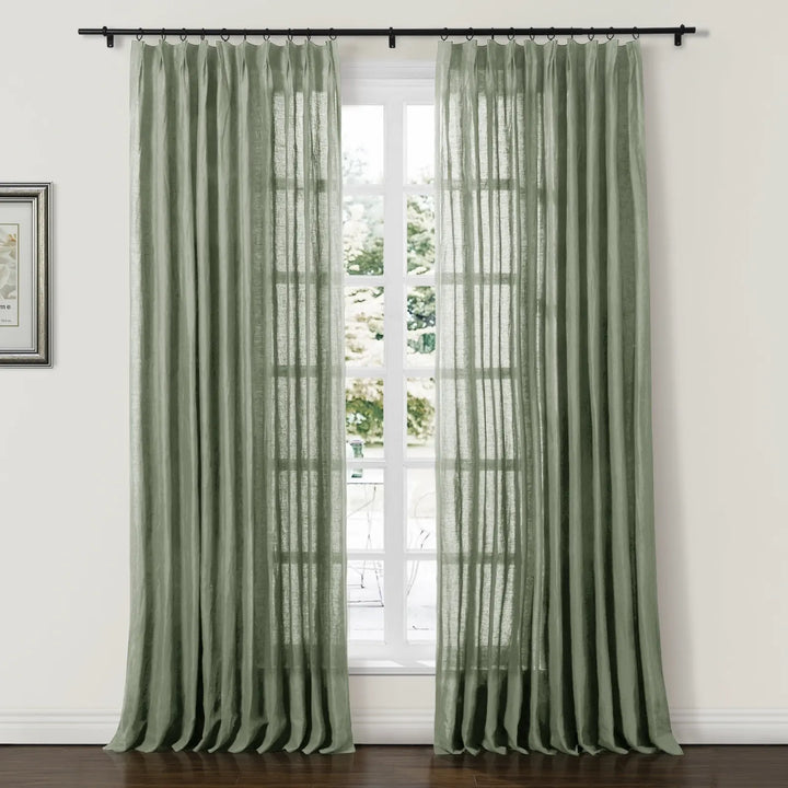Tonia 100% Linen Curtains Pinch Pleat