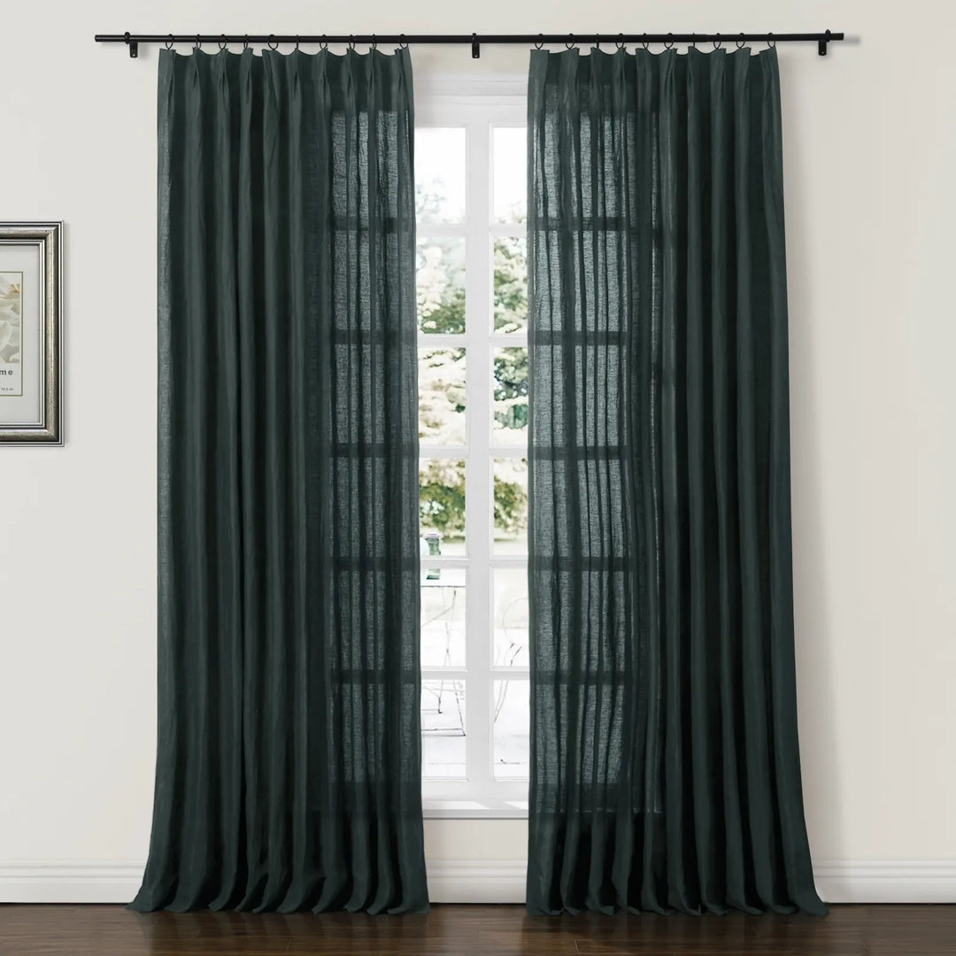 Tonia 100% Linen Curtains Pinch Pleat