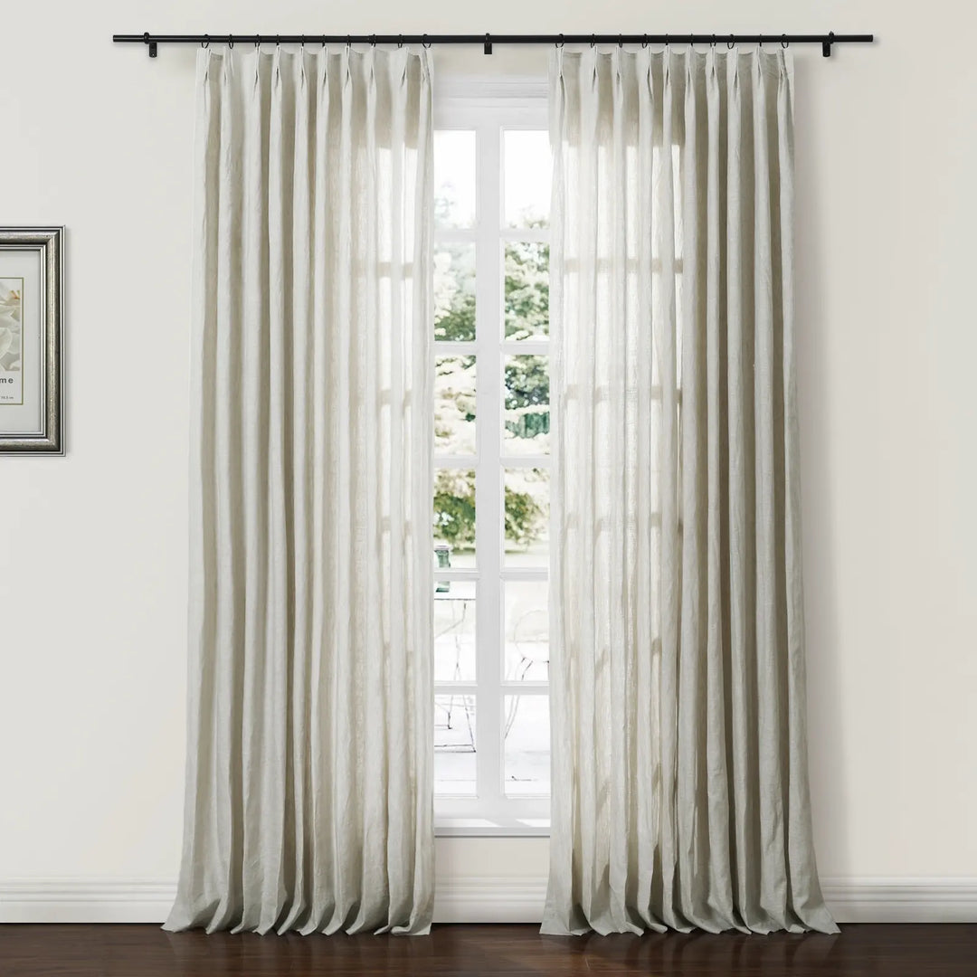 Tonia 100% Linen Curtains Pinch Pleat