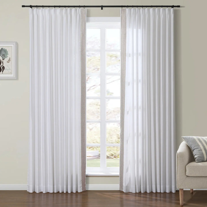 Tallis Linen Curtains with Border Trim (Sold per Pair)